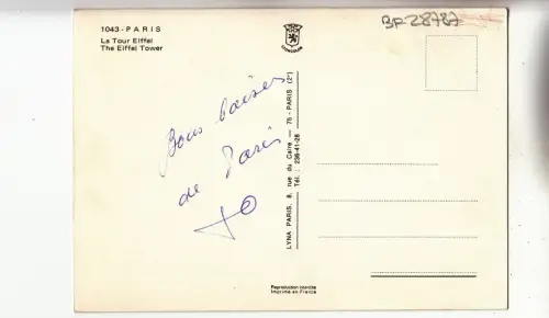 BF28787 la tour eiffel paris france front/back image