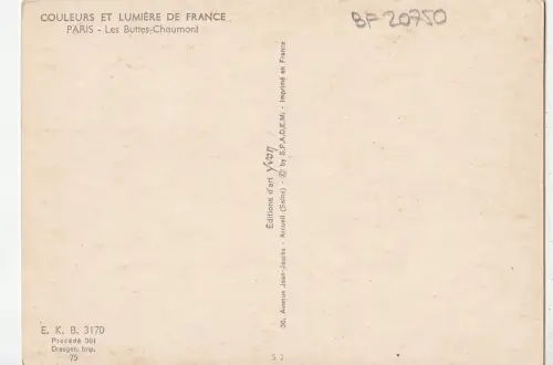 BF20750 paris les buttes chaumont france front/back image
