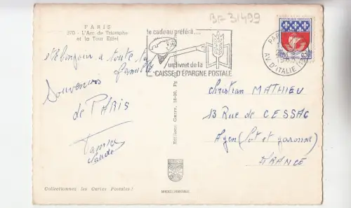 BF31499 paris l arc de triomphe france front/back image