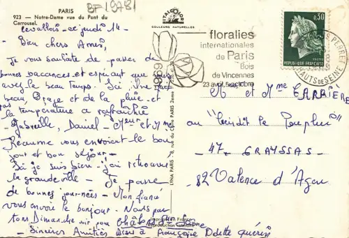 BF19781 paris notre dame vue du pont du carrousel france front/back image