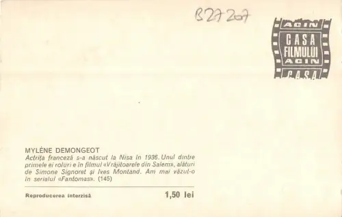 B27207 Mylene Demongeot Filmstar
