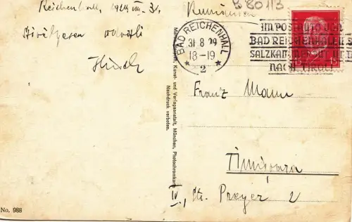 B80113 bad reichenhall alpengatstatte schroffen germany front/back image