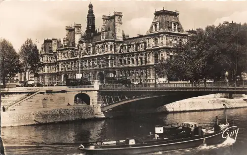 Lot 57 Das Rathaus und die Arcolebrücke Paris Echtfoto Boot Frankreich