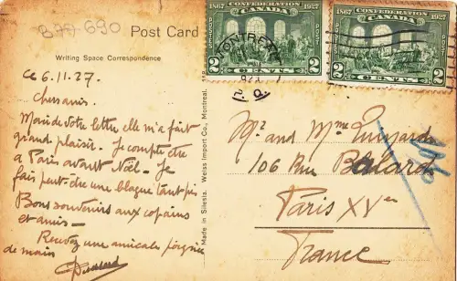 B77690 montreal victoria square canada scan front/back image