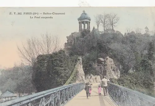 BF11650 buttes chaumont le pont suspendu paris france front/back image