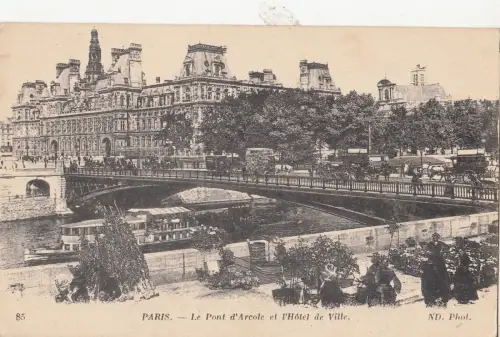 BF11635 le pont d arcole et l hotel de ville paris france front/back image