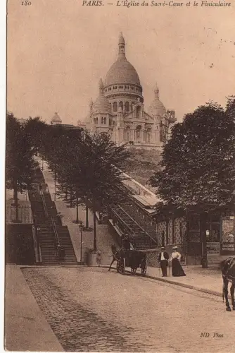 BF11607 l eglise du saint cour et le funiculaire paris france front/back image