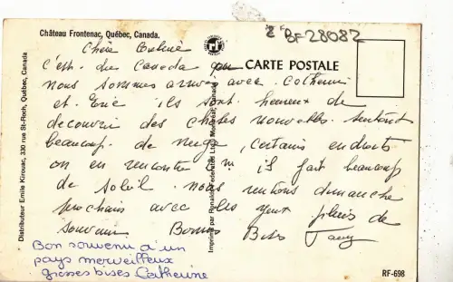 BF28082 Chateau Frontenac Quebec Canada Front/Back Bild