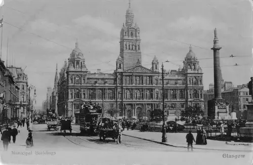 BR75397 Gemeindegebäude Straßenbahn Straßenbahn Wagen Echtfoto Glasgow Schottland