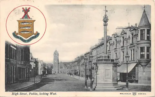 BR64367 High Street Peebles Looking West Heraldic Scotland
