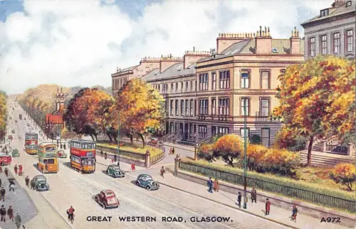 BR75276 Great Western Road Car Voiture Double Decker Tramway Glasgow Schottland