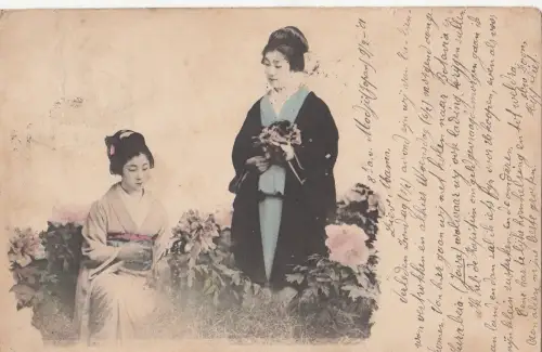 B78023 Folklore Kostüm Typen Gheisa Japan Scan Vorder-/Rückseite Bild