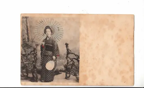 B81646 Typen Geisha mit Regenschirm Japan Vorder-/Rückseite Bild