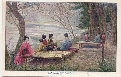 B81591 lac d hakoine geisha at picknik types japan front/back image