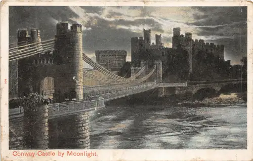 br107681 conway castle by moonlight wales uk