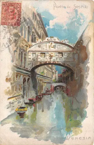 B93951 ponte dei sospiri venezia litho italy