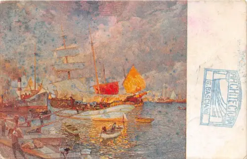 B92362 m Bortoluzzi in den Hafen et Venedig Gemälde Postkarte Italien Venezia