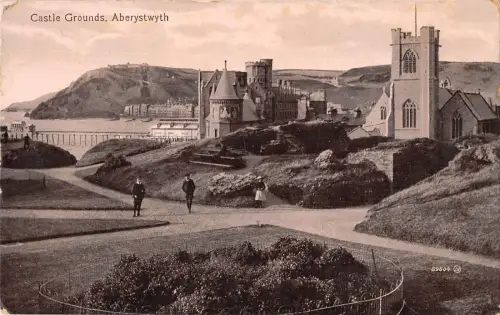 uk33225 castle grounds aberystwyth wales real photo uk