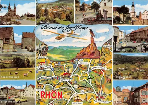 BG12953 Flugzeug Rhon Karte Heimat der Segelflieger Deutschland