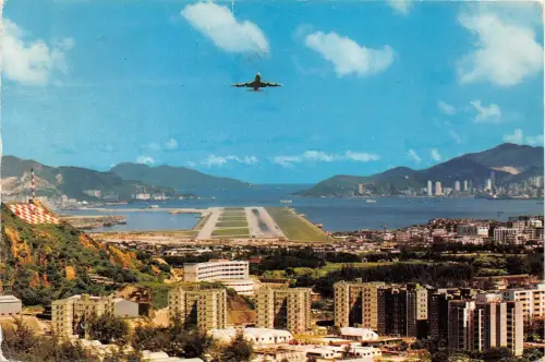 B71606 Blick auf die Flugzeuglandung vom Avionsflugzeug Long Tresung Road Hongkong