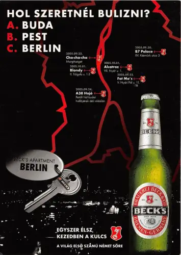 B75176 becks egyszer elsz kezedben a kulcs werbung werbung werbung