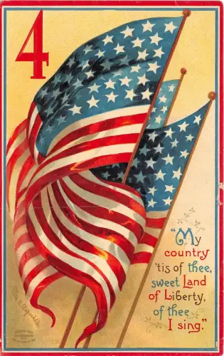 US5688 4 Juli Land of Liberty USA Greetings Flagge geprägt