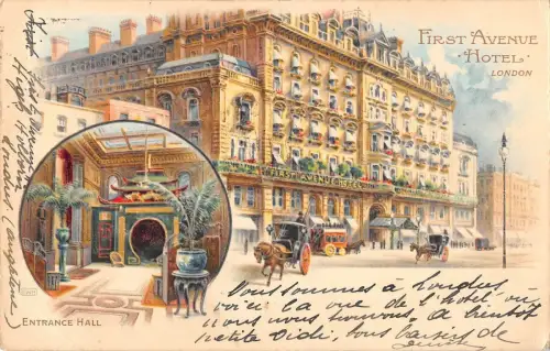 BR81319 Eingang Halle First Avenue Hotel London UK Litho