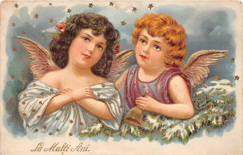 B33203 Engel Engel Prägekarte Rumänien Neujahr