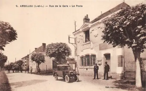 br107472 ambillou la poste rue de la gare france oldtimer auto