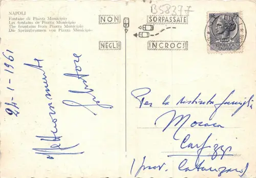 B58377 Napoli Fontane di Piazza Municipio Italien
