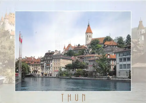 BG18003 thun schloss thun und kirche an der aare schweiz
