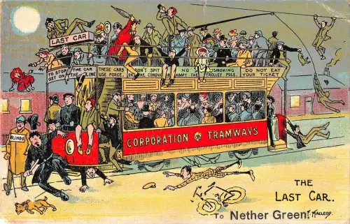 BR98388 Corporation Tramways the last car nether green comic uk Sheffield