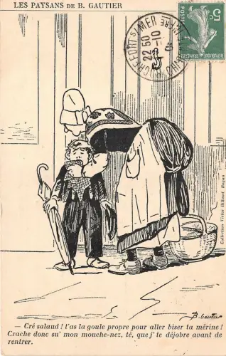 Lot256 les paysans de b gautier france artist signed woman and child TCV