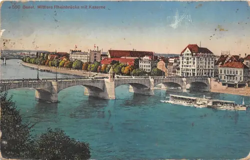 B20073 Basel Rheinbrücke mit Kaserne