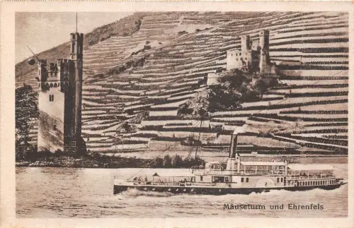 Lot 96 Mauseturm und Ehrenfels Bingen am Rhein Deutschland Dämpfer Dampfschiff