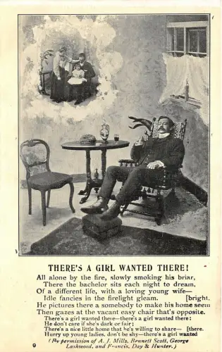 Lot 98 There s a girl wanted there man thinking at family uk postkarte poesie