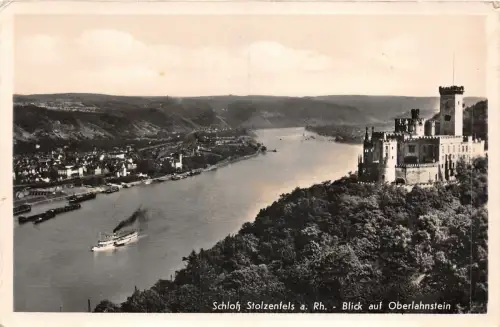 Lot 58 Burg Stolzenfels mit Blick auf Oberlahnstein Echtfoto Deutschland Schiff