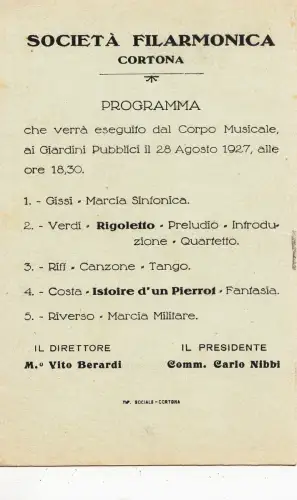 B82701 societa filarmonica cortona programa italy front/back scan