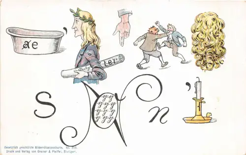 Lot168 Deutschland AK N Buchstabe Sozialgeschichte Mathematik Stuttgart