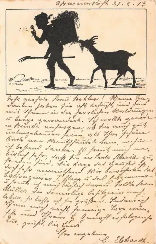 Lot168 Deutschland AK Künstler signiert Carus Silhouette Boya und Ziege Biefeld