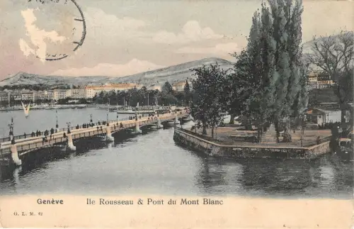 Lot 53 schweiz geneve geneva ile rousseau und pont du mont blanc