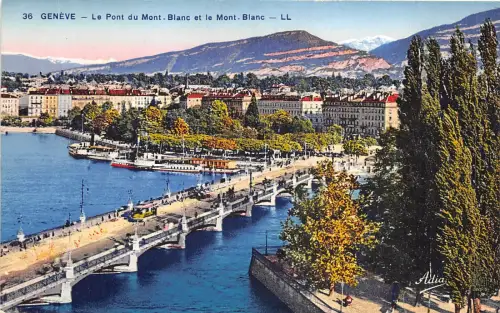 Lot 55 geneve geneva switzerland ship le pont du mont blanc et mont blanc