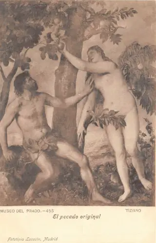Lot 53 Prado Museum Spanien Madrid Gemälde Postkarte Tiziano El Pecado Original