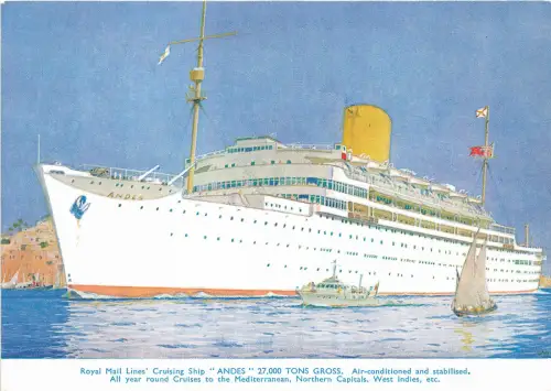 Lot 50 Royal Mail Lines Gemälde Postkarte Kreuzfahrt Anden Schiff Paquebot Liner
