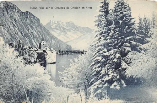 Lot 37 vue sur le chateau de chillon en hiver switzerand vaud