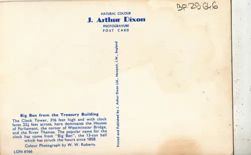 BF29646 big ben from the treasury building london UK front/back image