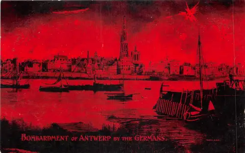 Lot330 Bombardement of Antwerp by the germans military ship uk Zeppelin