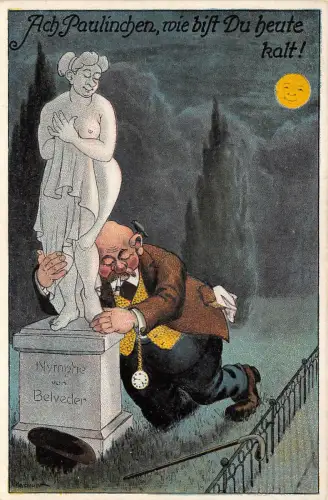 Lot169 Mann umarmt eine Statue Maibauer Künstler signiert Comic Fantasy Germany