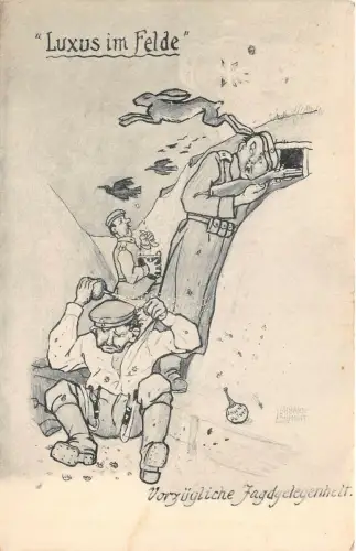 Lot169 Lehmann Dumont Künstler signiert Jagdmöglichkeit Deutschland Comic Postkarte