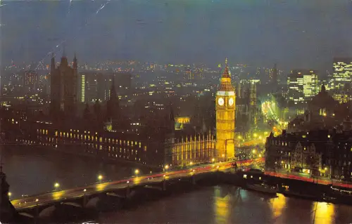 uk7864 big ben and westminster bridge by night london uk
